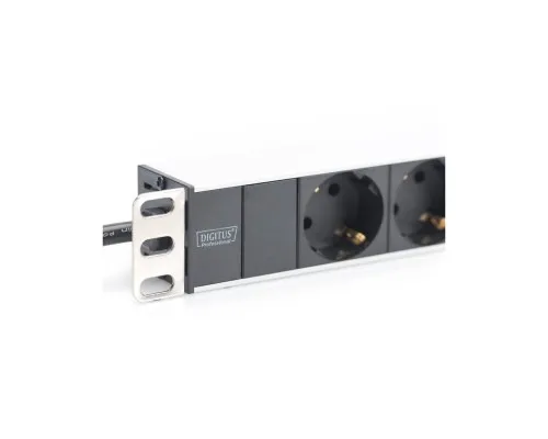 Силовий блок 1U, 8xSchuko, 16A, 250V, вилка Schuko Zpas (DN-95401)