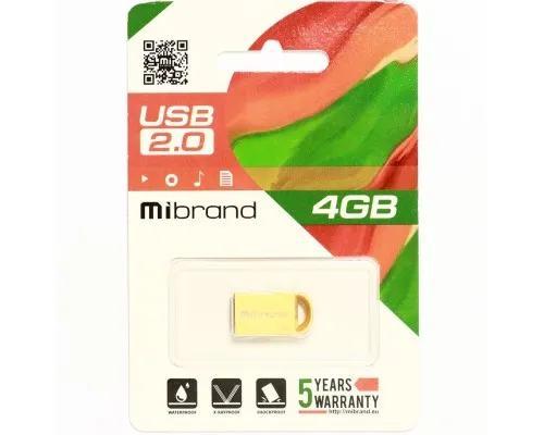 USB флеш накопитель Mibrand 4GB lynx Gold USB 2.0 (MI2.0/LY4M2G)