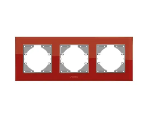 Рамка Videx BINERA красное стекло 3 поста (VF-BNFRG3H-RD)
