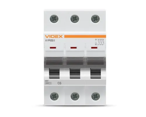 Автоматичний вимикач Videx RS6 RESIST 3п 6А 6кА С (VF-RS6-AV3C06)