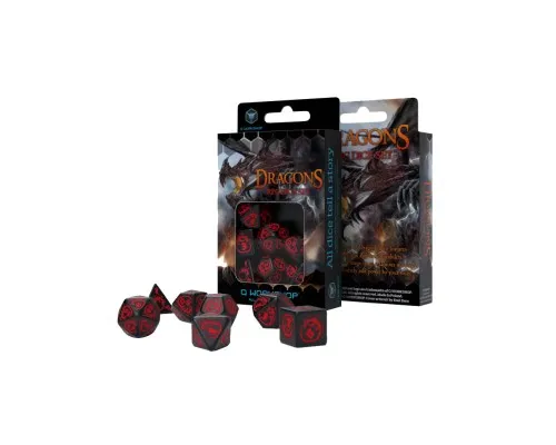 Набір кубиків для настільних ігор Q-Workshop Dragons Black red Dice Set (7 шт) (SDRA06)