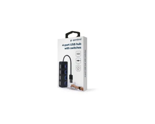 Концентратор Gembird USB 2.0 4 ports switch black (UHB-U2P4-05)