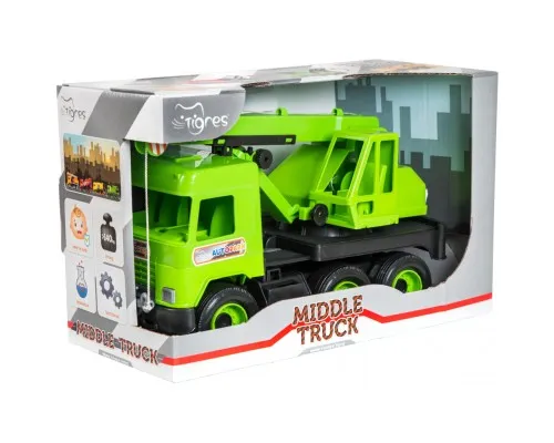 Спецтехника Tigres Авто Middle truck кран (св. зеленый) в коробке (39483)