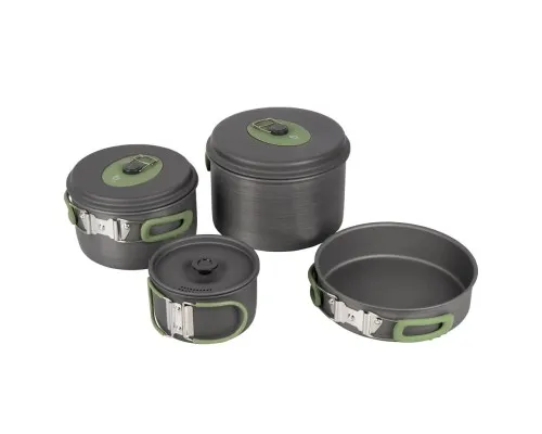 Набір туристичного посуду Bo-Camp Explorer 4 Pieces Hard Anodized Grey/Green (2200244)
