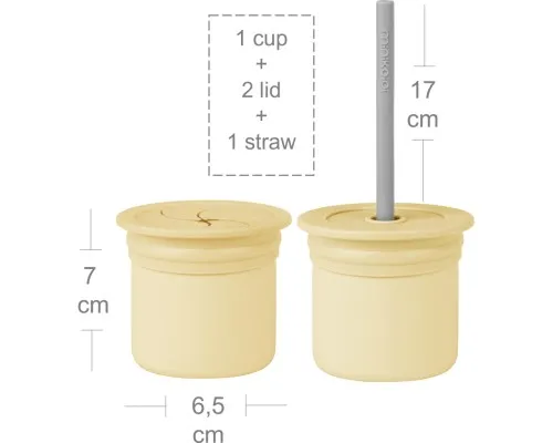 Поильник-непроливайка MinikOiOi Sip+Snack (Mellow Yellow/Powder Grey) (101100103)
