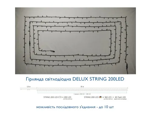 Гірлянда Delux STRING 200 LED 20m білий/чорний IP44 EN (90009110)