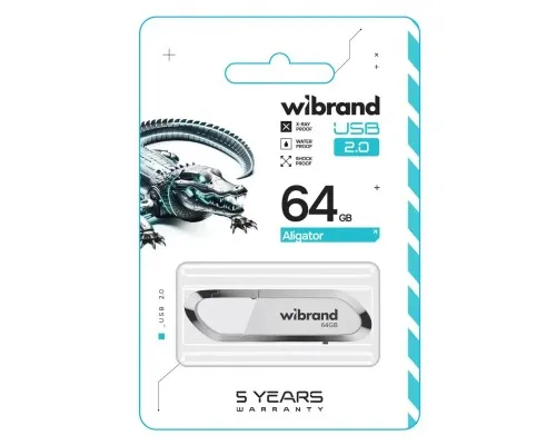 USB флеш накопитель Wibrand 64GB Aligator White USB 2.0 (WI2.0/AL64U7W)