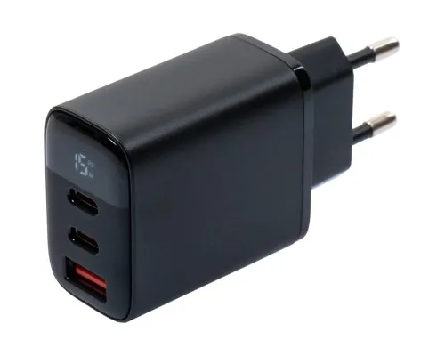 Зарядний пристрій Vinga 2xUSB-C PD30W + USB-A QC30W Display 30W Max (VCR30ACCDB)
