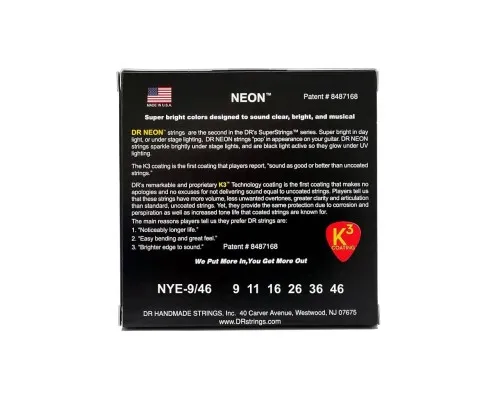 Струни для гітари DR Strings NEON Yellow Electric - Light Heavy (09-46) (NYE-9/46)