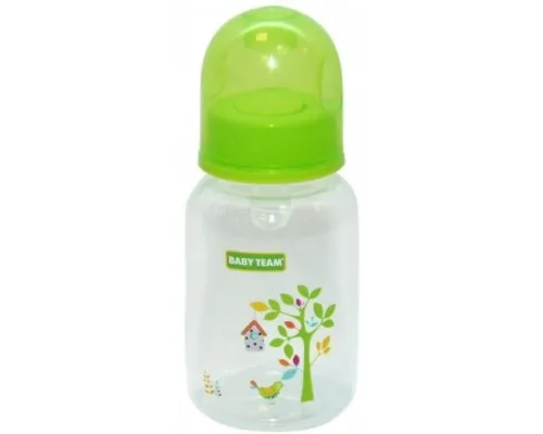 Бутылочка для кормления Baby Team с силиконовой соской, 125 мл 0+ салат (1400_салатовый)