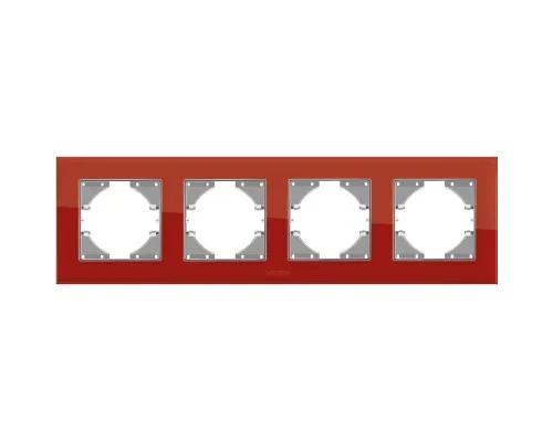 Рамка Videx BINERA красное стекло 4 поста (VF-BNFRG4H-RD)