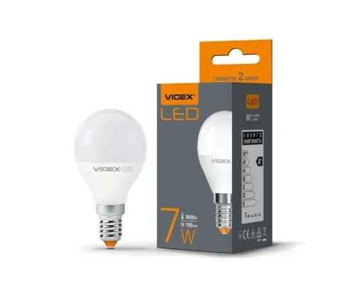 Лампочка Videx LED G45e 7W E14 3000K 220V (VL-G45e-07143)
