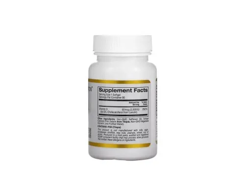 Витамин California Gold Nutrition Витамин D3, 2000 МЕ, Vitamin D3, 90 капсул из рыбьего желатина (CGN-01179)