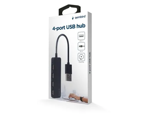 Концентратор Gembird USB 2.0 4 ports black (UHB-U2P4-06)