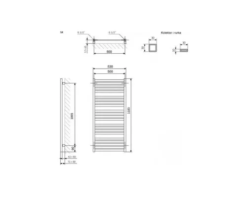Сушарка для рушників Terma 1185x530 Marlin (WGMAR118053KS95SX)
