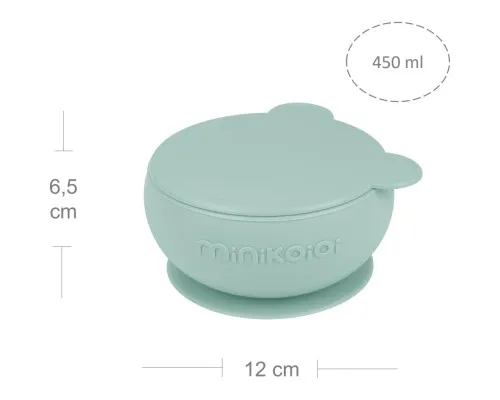Тарелка детская MinikOiOi Bowly глубокая с крышкой на присоске River Green (101080007)