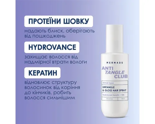 Спрей для волос Mermade Hydrolyzed Keratin + Silk Кондиционер для легкого расчесывания 150 мл (4823122900173)