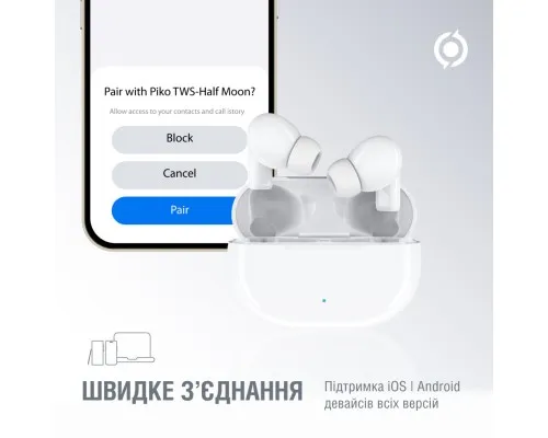 Наушники Piko TWS-HalfMoon White (1283126583391)