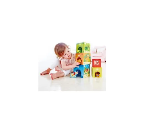 Розвиваюча іграшка Hape дерев'яні кубики Вежа зі звірятами (E0451)
