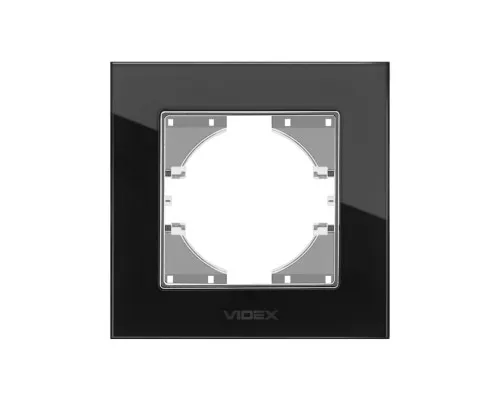 Рамка Videx BINERA черное стекло одинарная (VF-BNFRG1H-B)