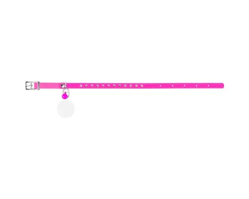 Нашийник для тварин WAUDOG GLAMOUR з резинкою і стразами для кішок (рожевий) (32547)