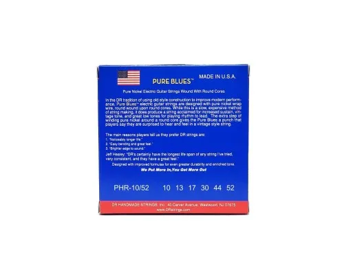 Струни для гітари DR Strings PURE BLUES Electric Guitar Strings - Medium to Heavy (10-52) (PHR-10/52)