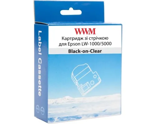 Стрічка для принтера етикеток WWM для Epson LW-1000/5000 36mm х 8m Black-on-Clear (WWM-ST36K)