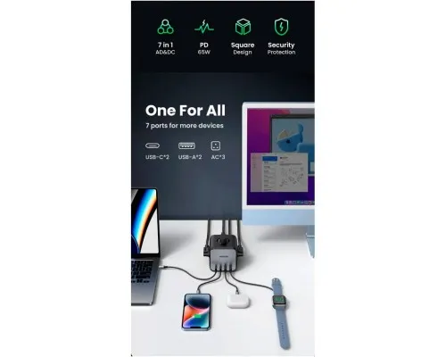 Зарядний пристрій UGREEN 4xUSB 65W DigiNest Cube (2хUSB-C+2xUSB-A) CD268 (60113)