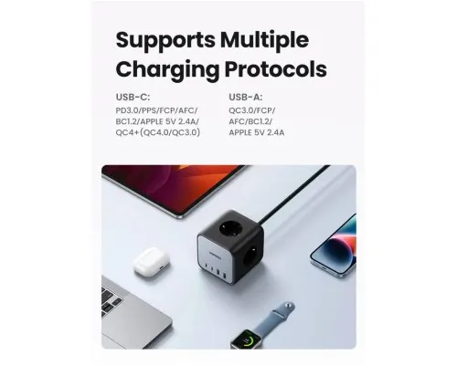 Зарядний пристрій UGREEN 4xUSB 65W DigiNest Cube (2хUSB-C+2xUSB-A) CD268 (60113)