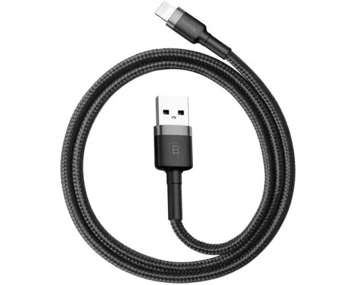 Дата кабель USB 2.0 AM to Lightning 0.5m Cafule 2.4A grey+black Baseus (CALKLF-AG1)