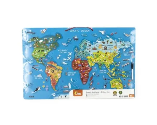 Пазл Viga Toys магнітний Карта світу з маркерной дошкою, англійською (44508EN)