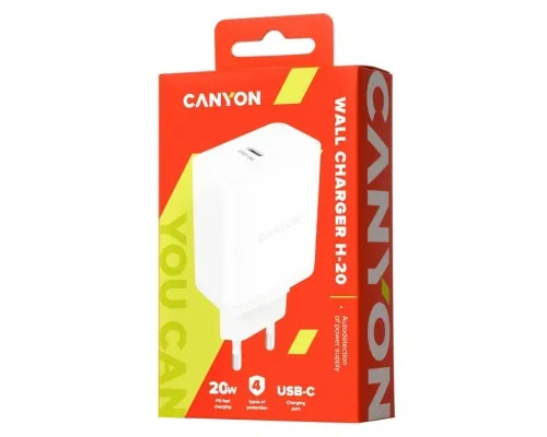 Зарядний пристрій Canyon PD 20W/QC3.0 18W WALL Charger with 1-USB A+ 1-USB-C (CNE-CHA20W03)