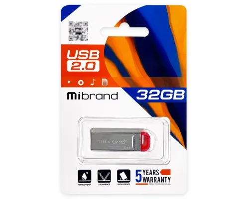 USB флеш накопитель Mibrand 32GB Falcon Silver-Red USB 2.0 (MI2.0/FA32U7R)
