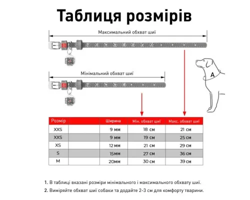 Нашийник для тварин WAUDOG Glamour з QR-паспортом Квіти XXS2 Ш 9 мм Д 19-25 см фіолетовий (32539)