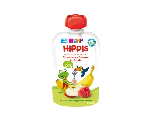 Детское пюре HiPP HiPPiS Pouch Яблоко-клубника-банан, 100 г (9062300133759)