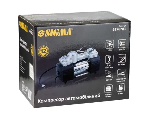 Автомобільний компресор Sigma 12В, 300Вт, 60л/мин, 10бар (6170281)