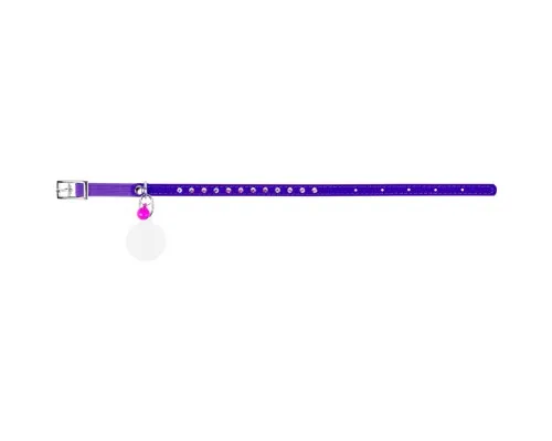 Нашийник для тварин WAUDOG GLAMOUR з резинкою і стразами для кішок (фіолетовий) (32549)
