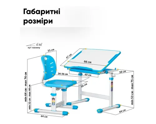 Парта зі стільцем Evo-kids Blue (Evo-06 Ergo BL)