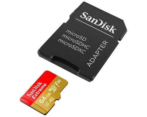 Карта памяти SanDisk 64GB microSD class 10 UHS-I Extreme For Action Cams and Dro (SDSQXAH-064G-GN6AA)