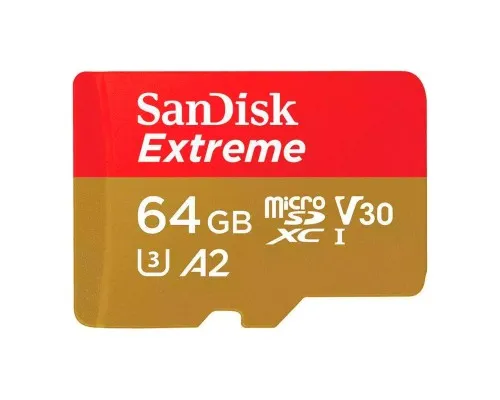 Карта памяти SanDisk 64GB microSD class 10 UHS-I Extreme For Action Cams and Dro (SDSQXAH-064G-GN6AA)