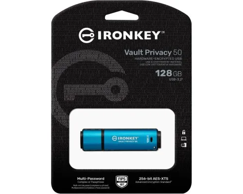 USB флеш накопитель Kingston 128GB IronKey Vault Privacy 50 Blue USB 3.2 (IKVP50/128GB)