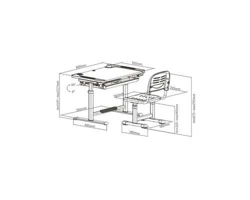 Парта со стулом Cubby Lupin Grey (Lupin grey KIDS FURNITURE)