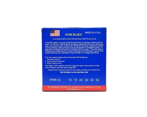 Струни для гітари DR Strings PURE BLUES Electric Guitar Strings - Extra Heavy (12-52) (PHR-12)