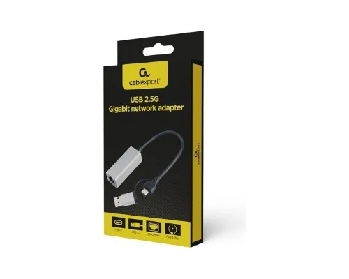 Адаптер USB-A /C to Lan 2.5 Gbit/s Cablexpert (A-USB3AC-LAN2G-01)