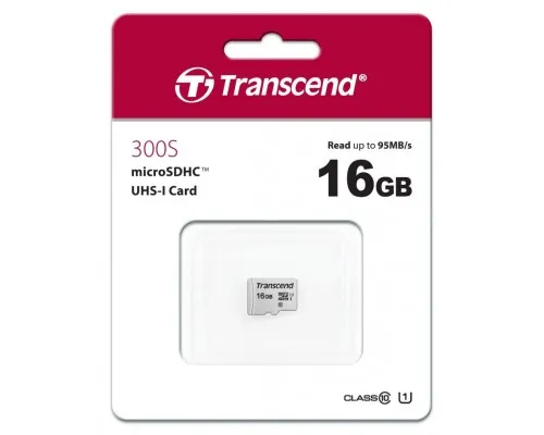 Карта памяті Transcend 16GB microSDHC class 10 UHS-I U1 (TS16GUSD300S)