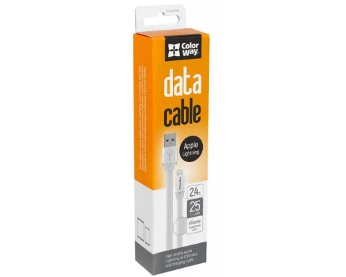Дата кабель USB 2.0 AM to Lightning 0.25m white ColorWay (CW-CBUM-LM25W)