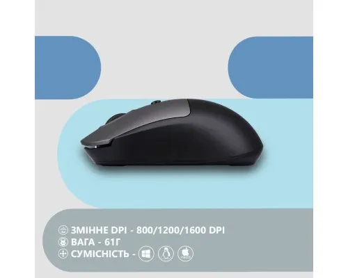 Мишка 2E MF218 Silent Wireless/Bluetooth Black/Grey (2E-MF218WBG)