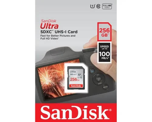 Карта памяти SanDisk 256GB SD class 10 UHS-I Ultra (SDSDUNR-256G-GN3IN)