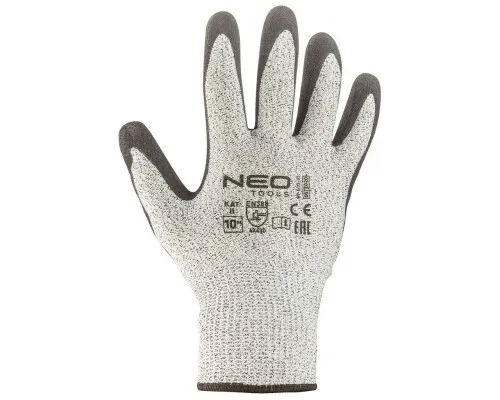 Захисні рукавички Neo Tools нітрилове покриття, поліефірний трикотаж, р.10, сірий (97-610-10)