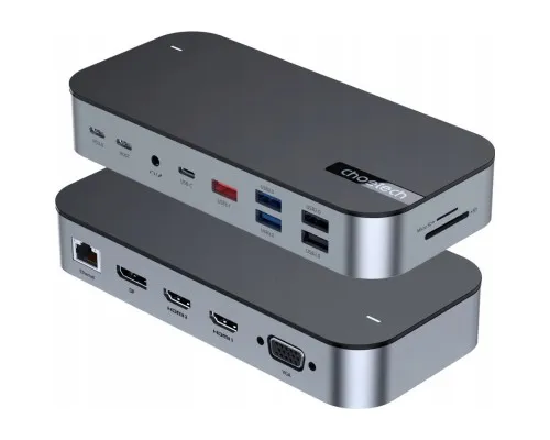 Концентратор Choetech USB-C 15-in-1 HDMI/PD/CR/LAN/USB-A/USB-C/AUX/VGA/DP (HUB-M52-GY)